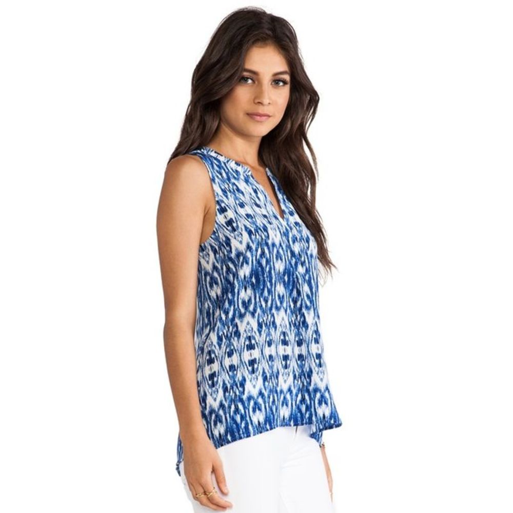 JOIE Top Aruna Blue White Ikat Silk Blouse
